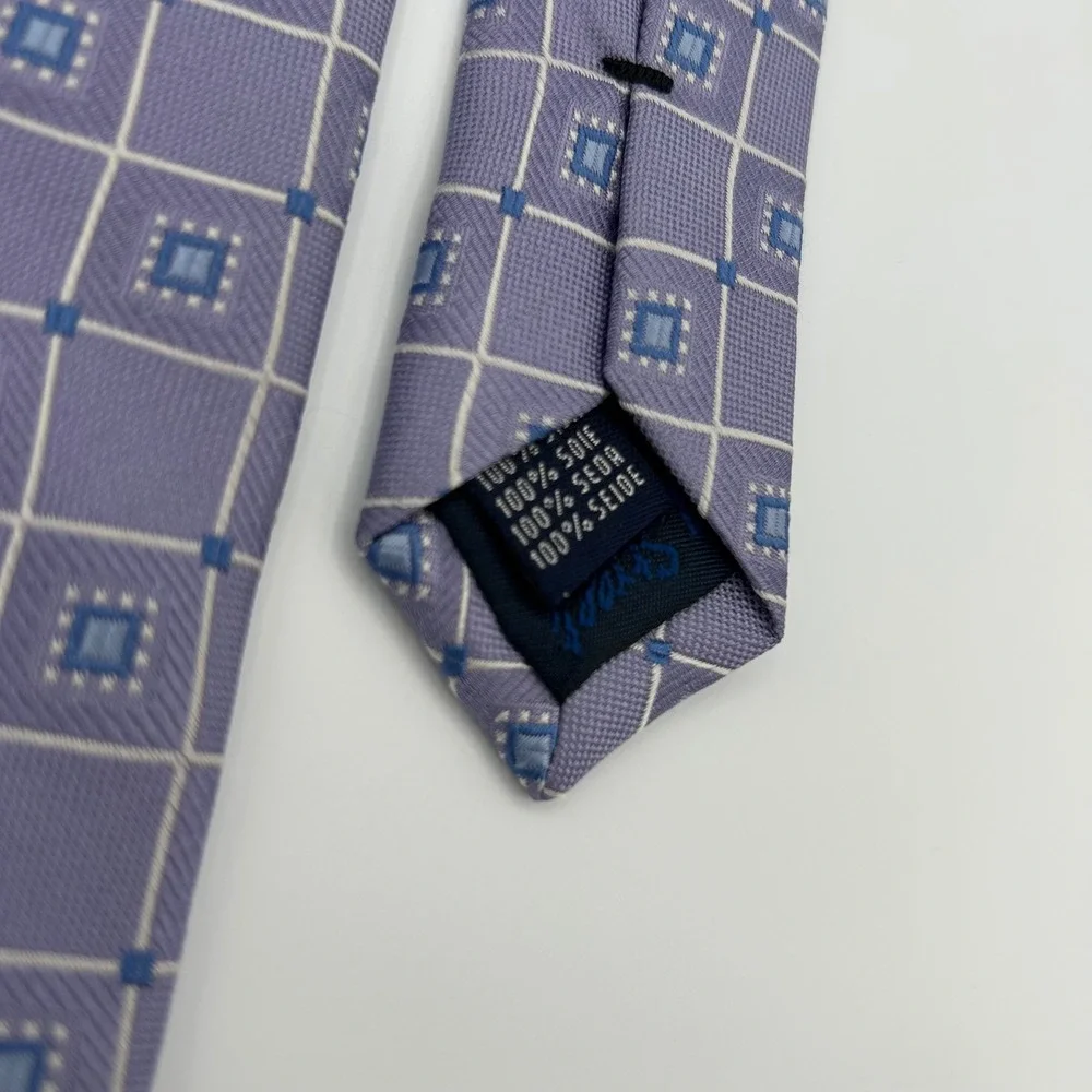 Meeting Street Necktie Geometric Mens OS Lavender 100% Silk Business Classic